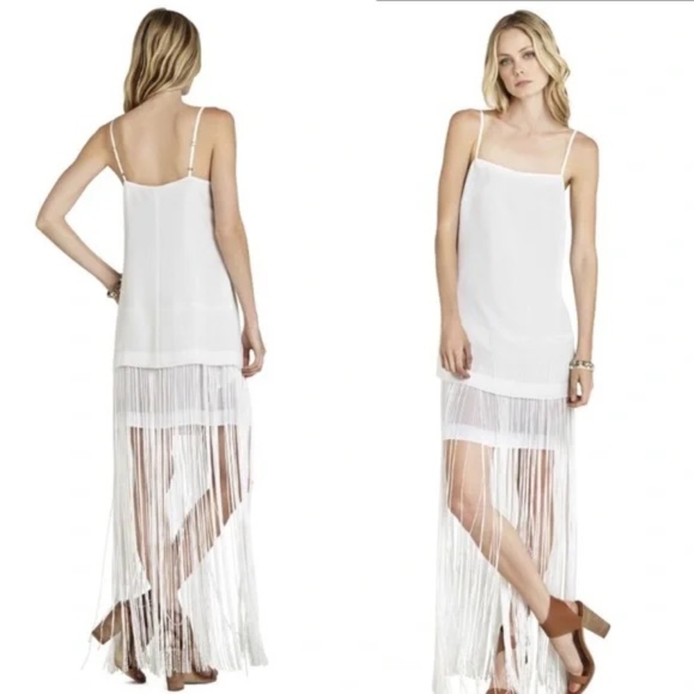 BCBGeneration White Fringe Maxi Dress